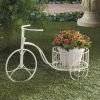 Whimsical White Iron Tricycle Planter