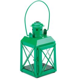 Railroad-Style Candle Lantern - Green