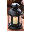 Round Black Star Cut-Out Candle Lantern - 9.5 inches