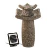 Abstract Temple Stone-Look Garden Fountain - Solar or Corded