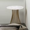 Santa Barbara Round Gold Accent Table with Whitewash Top
