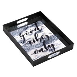 Good Vibes Only Mirrored Metal Tray