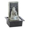 Stone-Look Buddha Lighted Tabletop Water Fountain