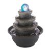 Lighted Stone-Look Tiered Round Tabletop Water Fountain