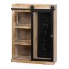 Rustic Open Wall Cabinet with Chalkboard Back and Glass Barn Door