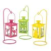 Set of 3 Tropical Mini Candle Lanterns with Stands