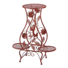 Red Rooster Iron Triple Plant Stand