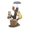 Climbing Cats with Bird Solar Garden Light with Flower Pot