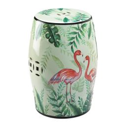 Tropical Flamingo Ceramic Garden Stool