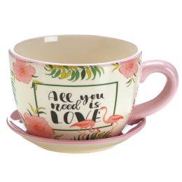 All You Need Is Love Flamingo Teacup Planter