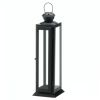 Sleek Candle Lantern with Star Cutouts - 12 inches