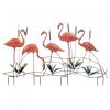 Metal Cattails and Pink Flamingos Garden Stake