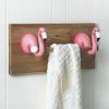 Wood Plank Tropical Flamingos Towel Bar
