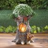 Tree House with Squirrels Solar Light-Up Garden Decor