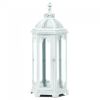 Distressed White Metal Vintage-Look Candle Lantern - 25 inches
