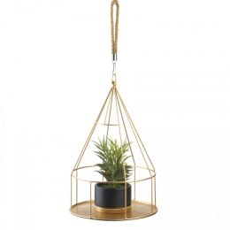 Round Metal Hanging Plant Holder with Rope