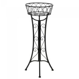 Black Iron Plant Stand with Basket