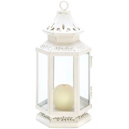 Victorian Style Candle Lantern (Color: White, Size: 10.5 inches)
