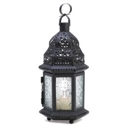 Glass Moroccan Candle Lantern - 10 inches (Color: Clear)