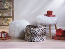 Faux Fur Stool with Wood Legs