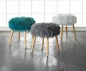 Faux Fur Stool with Wood Legs