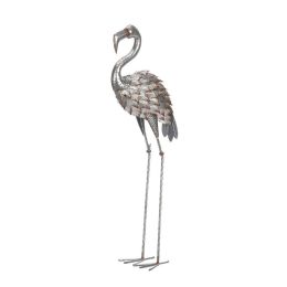 Galvanized Metal Flamingo Statue (Size: 35.5 inches)