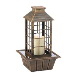 LED Candle Lantern Tabletop Water Fountain (Color: Brushed Bronze)