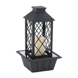 LED Candle Lantern Tabletop Water Fountain (Color: Black)