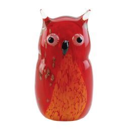 Art Glass Figurine (option: Red Owl)