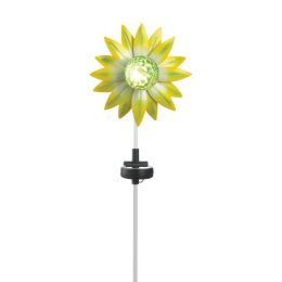 Solar Lighted Garden Stake (option: Green and Yellow Flower)