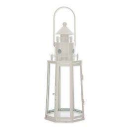 Metal Lighthouse Candle Lantern (Color: White)