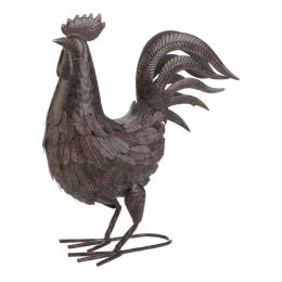 Country Rooster Metal Statue (Color: Bronze)