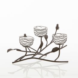 Birds and Branches Nest Tealight Candle Holder (option: Triple)