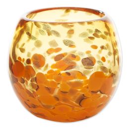 Glass Vase or Decorative Bowl (Color: Orange)