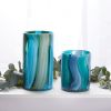 Blue Swirls Cylinder Glass Vase