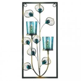 Peacock Rectangular Wall Sconce (option: Two Candles)
