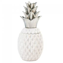 Porcelain Pineapple Jar (option: with Silver Leaves)