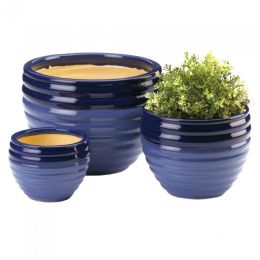 Ceramic Planter Set (Color: Ocean Blue)