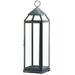 Tall Modern Candle Lantern - 25 inches (Color: Silver)