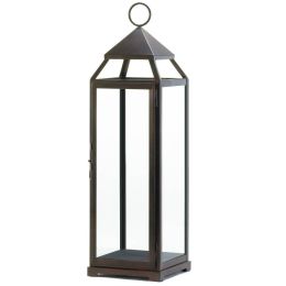 Tall Modern Candle Lantern - 25 inches (Color: Bronze)