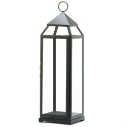 Tall Modern Candle Lantern - 25 inches (Color: Black)