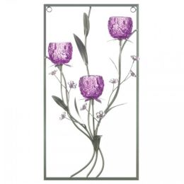 Purple Flower Rectangular Wall Sconce (option: Three Candles)