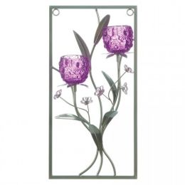 Purple Flower Rectangular Wall Sconce (option: Two Candles)