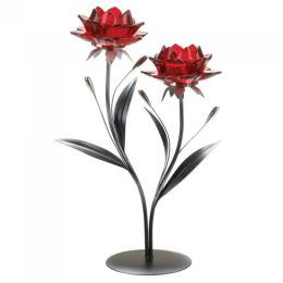 Romantic Red Flower Candle Holder (option: Double)