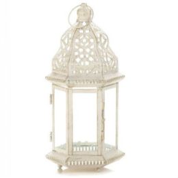 Vintage-Look White Candle Lantern (Size: 12 inches)