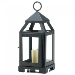 Contemporary Candle Lantern (Color: Black, Size: 9 inches)