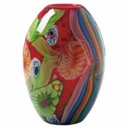 Art Glass Vase (option: Red Freeform Floral)