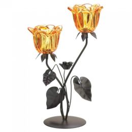 Amber Flower Candle Holder (option: Double)