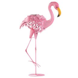 Solar Lighted Flamingo Yard Art (option: Leaning)
