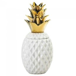Porcelain Pineapple Jar (option: with Gold Leaves)